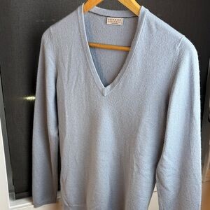 Brunello Cucinelli Sky Blue V-Neck Sweater